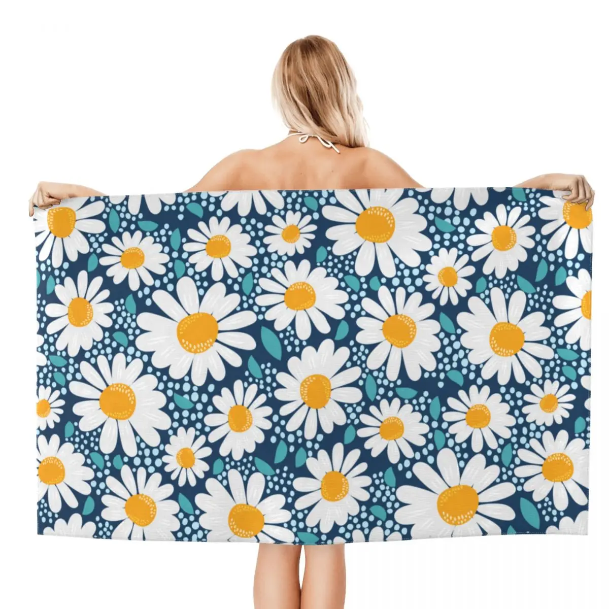 Customized Quick Dry Microfiber Bath Beach Towel Soft Linen Daisies Flowers Sports Shower Towels