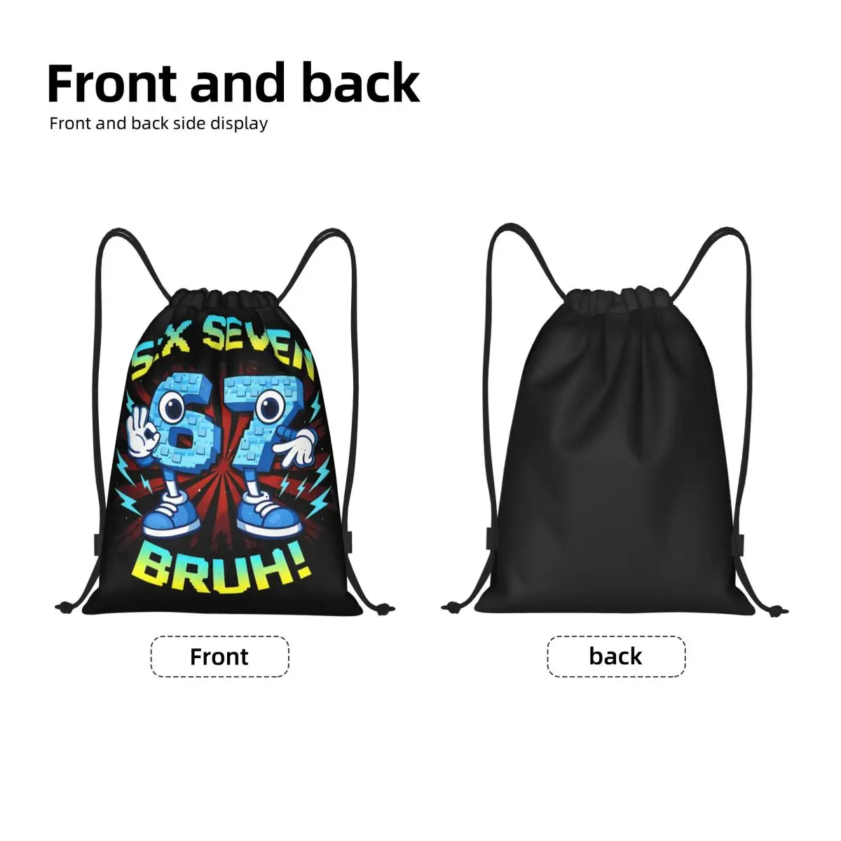 Meme 67 Six Seven 6 7 Italian Brainrot Drawstring Backpack Women Men Sport Gym Sackpack Foldable Shopping Bag Sack