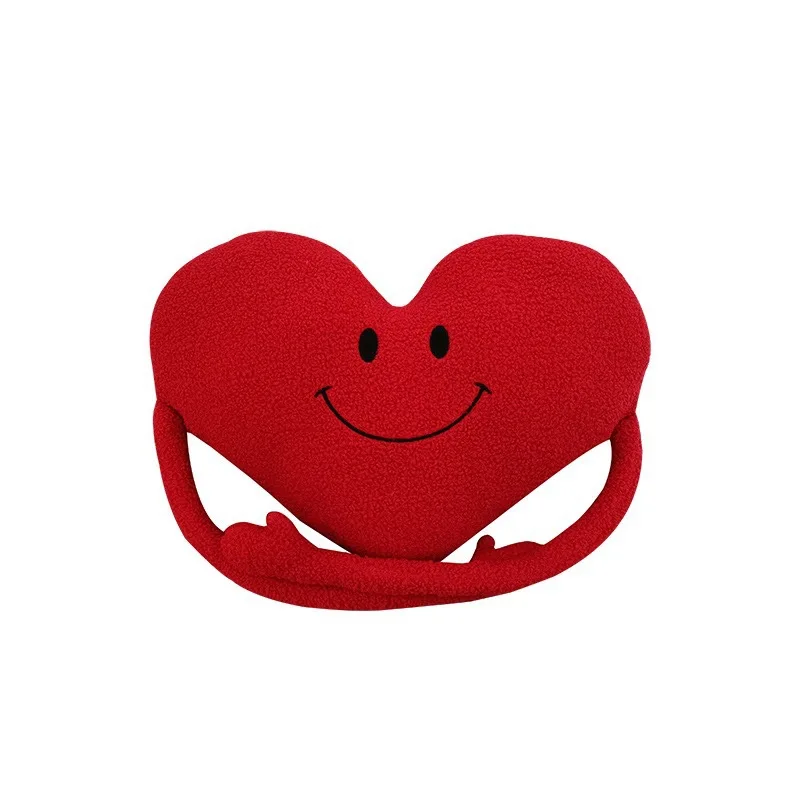 

50x30cm Heart Smiling Face Red Love with Arm Plush Toy Doll Stuffed Love Pillow Valentine's Day Wedding Decoration Gifts