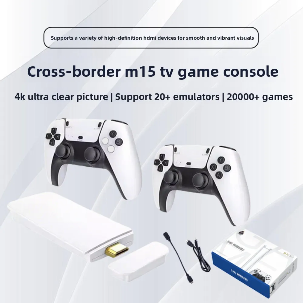 وحدة تحكم ألعاب الفيديو M15 Retro المحدثة لعام 2025 Stick Pro 4KHD مدمجة 23 محاكيًا ألعاب كلاسيكيًا، 20000+ ألعاب مزدوجة 2.4G لاسلكية