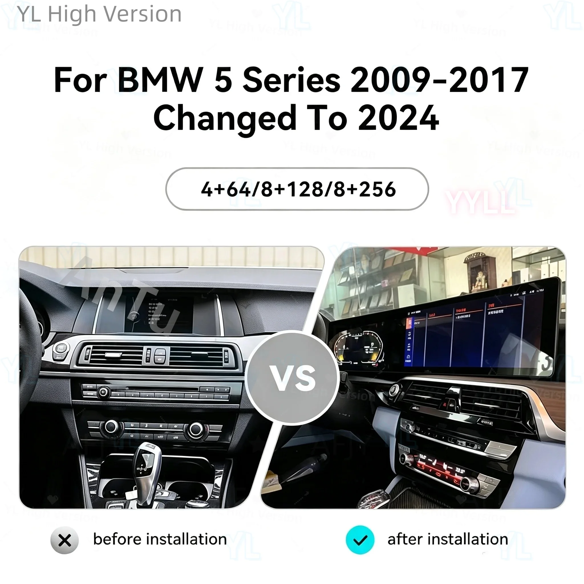 25 Inch Dual Screen Odometer CarPlay Android 14 For BMW 5 Series F10 F11 F18 2009-2017 Car Multimedia Player Car GPS Navigation