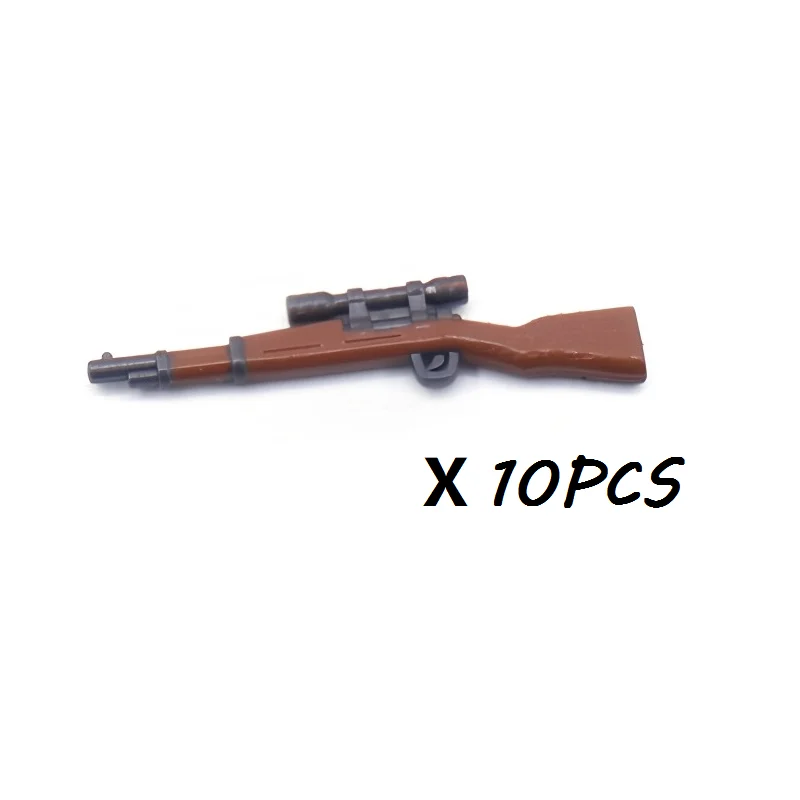 Armas de la Segunda Guerra Mundial, Rifle marrón, ejército MOC, soldado soviético alemán británico, Mini accesorios de figuras de acción, juguete de bloques de construcción militares