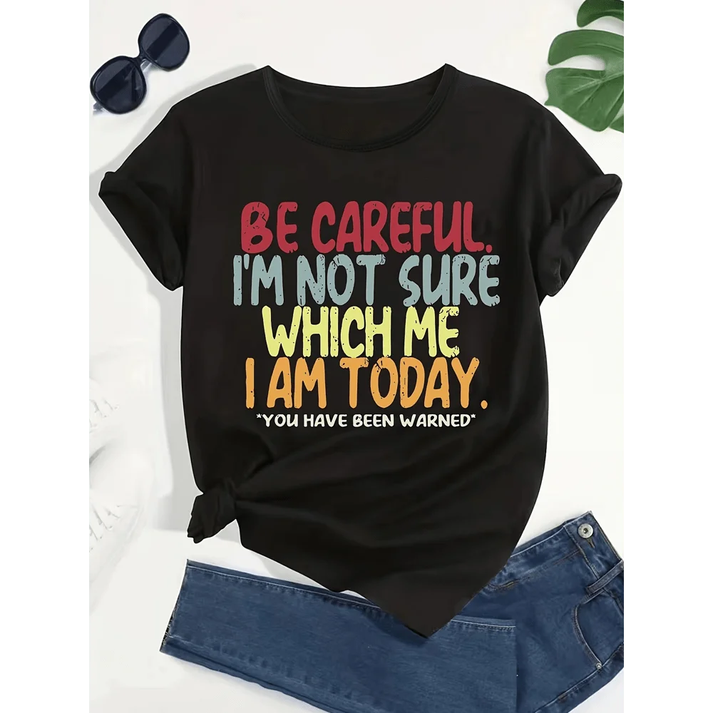 Women Plus Size Short Sleeve T‑Shirt Trendy Letter Graphic Print Oversized Casual Cute Everyday Wear Tee Top