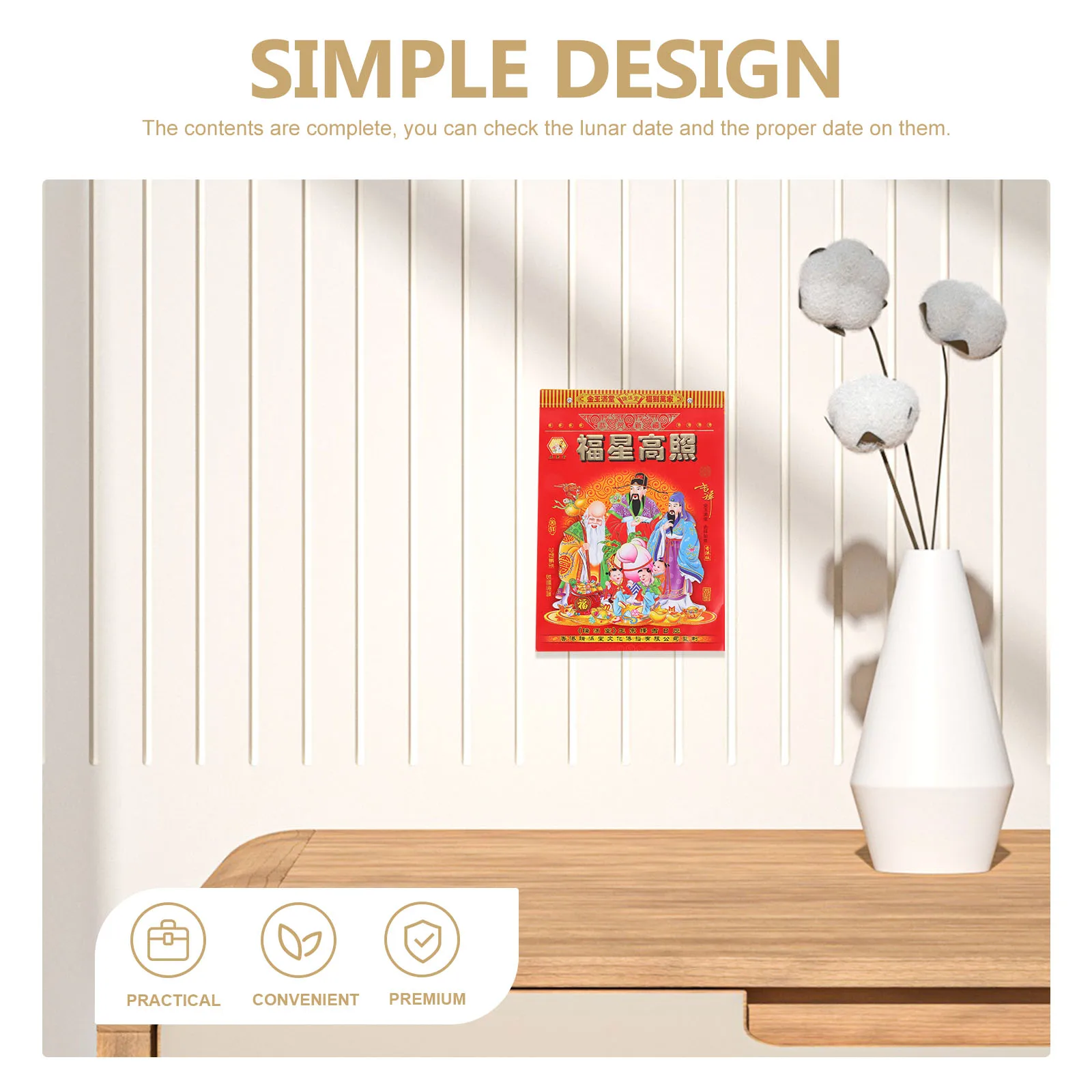 

Delicate Wall Calendar Year of The Dragon 2024 Lunar Clear Printed Planning Daily Home Office Traditional Hanging Daily Calendar
