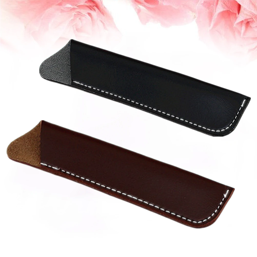 

2 pcs PU Pen Holder for Office School Waterproof Bag Pouch Stationery Protector with Card Slot Soft for Pens