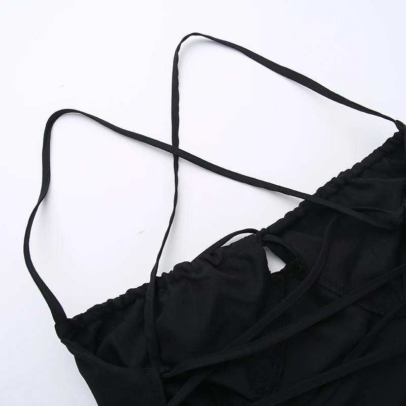 European and American style halter halter A place holiday dress 2024 Spring Summer Lace-up Temperament Waist full Skirt