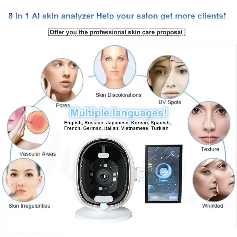 Magic Mirror Skin Analyzer 3D AI Facial Scanner Intelligent Detector Unlimited Customer Data Cloud Storage Beauty Equipment