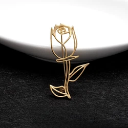 Vintage Hollow Rose Brooches for Women Elegant Flower Scarf Buckle Metal Pin Temperament Accessories Jewelry