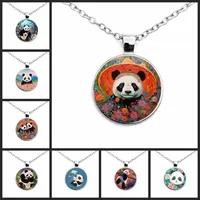 2024 Fashionable and Charming Panda Necklace Cute Cartoon Panda Pendant Glass Necklace Women's Jewelry Necklace Gifts to Friends