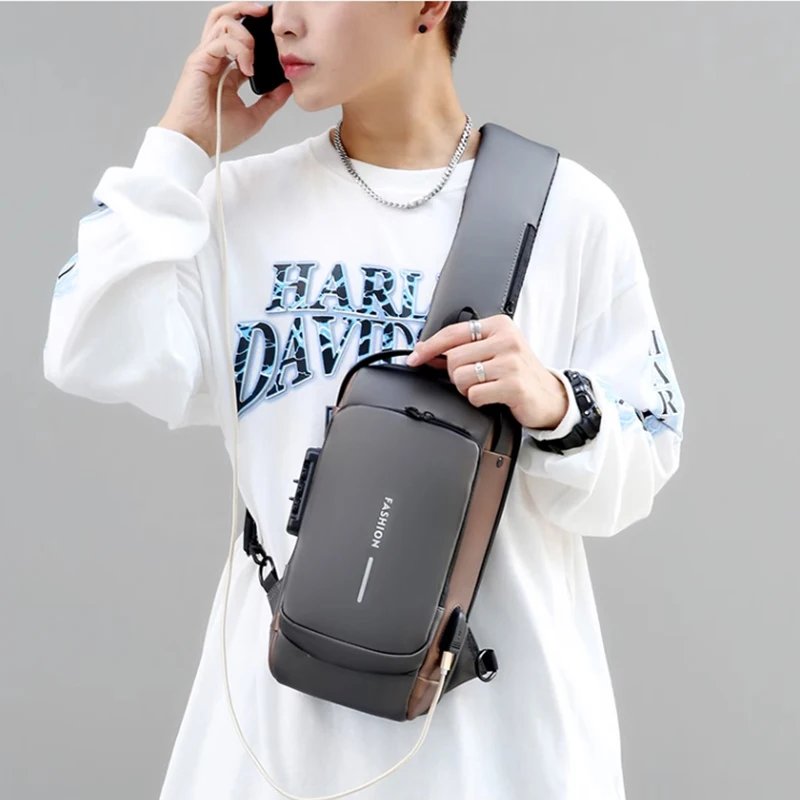 Password Lock Anti-theft Men's Chest Bag Leisure Sports Backpack One Shoulder Crossbody Bags Motorcycle Package Dropshipping Top