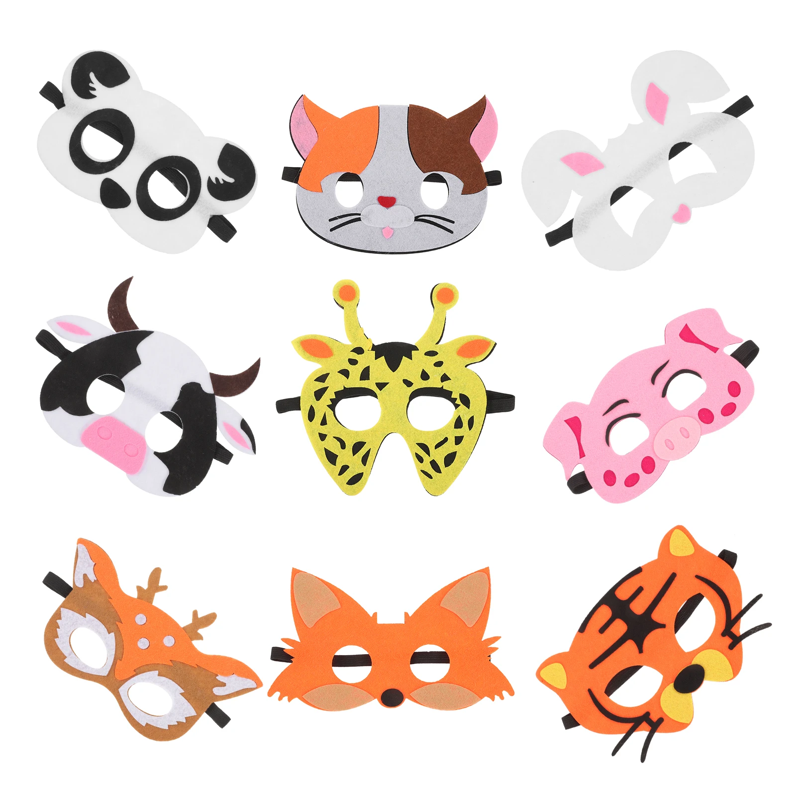 

18pcs Children's Mask Felt Animal Face Cover Lightweight Kids Rabbit Wolf Lion Halloween Cosplay Party Prop Toy