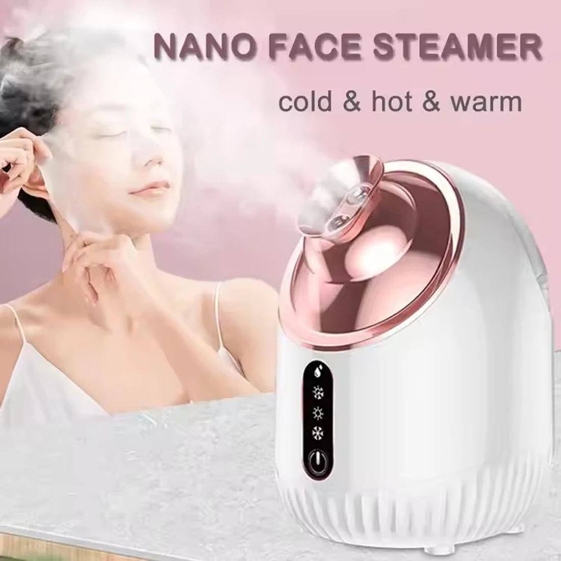 ABBN-Steamer Nano Mist Sprayer Facial Steamer Cold&Hot Nebulizer Facial Sauna Humidifier For Pores Cleansing US Plug