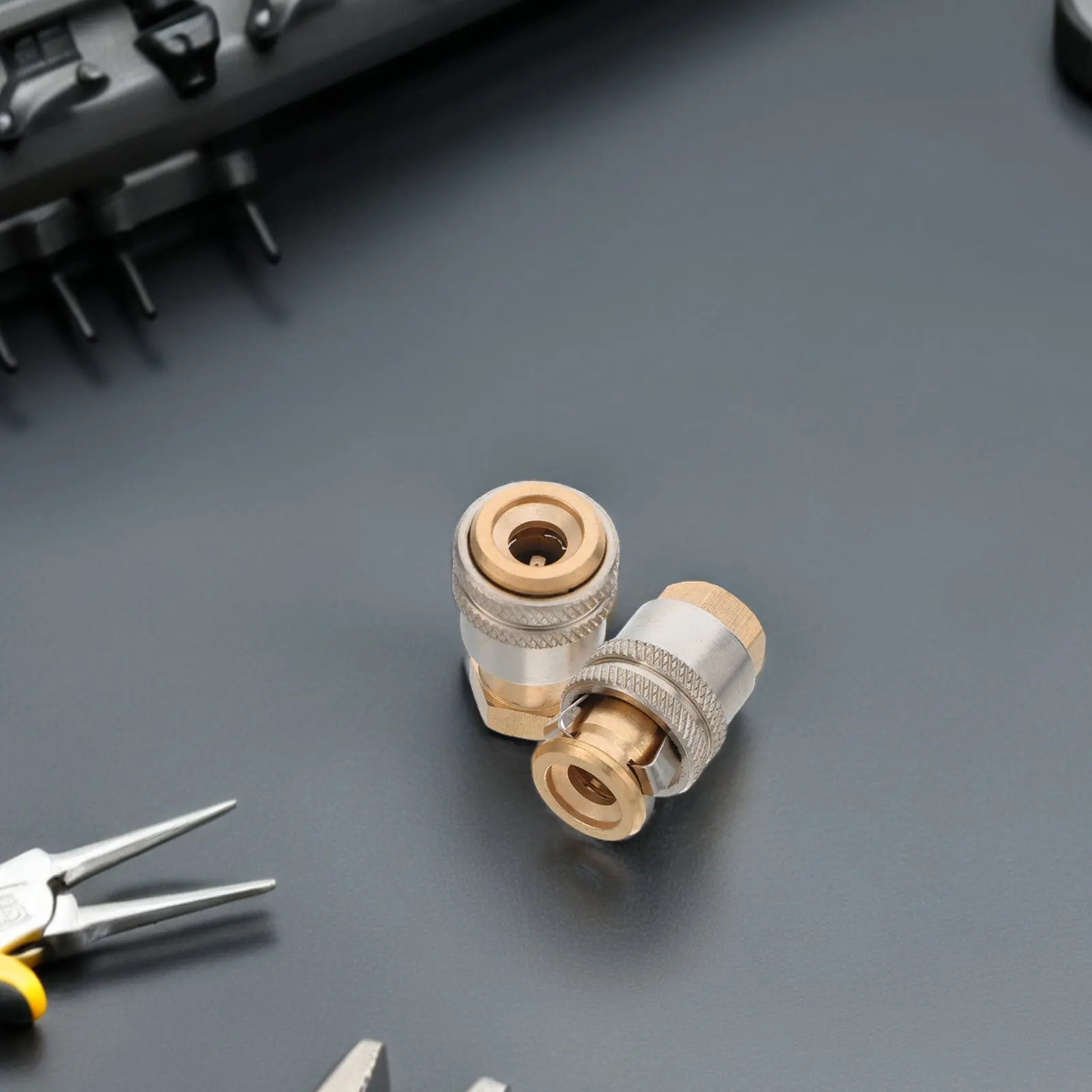 2Pcs Brass Self-Locking Tire Inflator Adaptor Quick Lock Air Chuck Air Compressor Replacement Parts Tire Machine Accessories