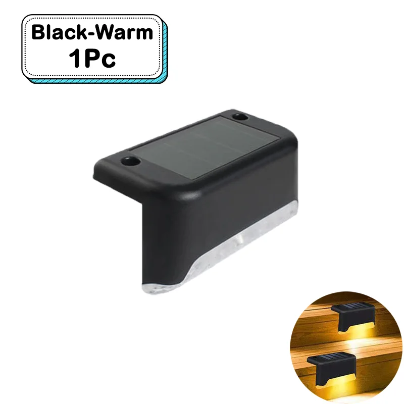 Outdoor Solar Step Lights Warm witte LED waterdichte trappadverlichting voor tuin terras hek balkon decoratie zonne-energie - afbeelding 1