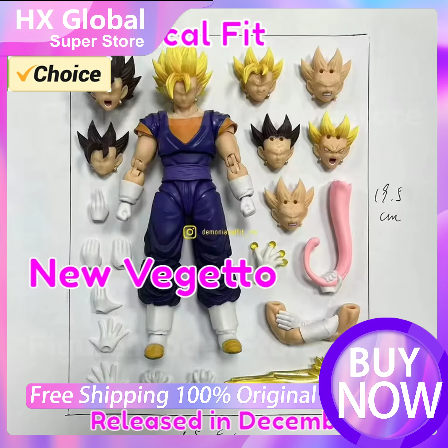 Demoniacal Fit Dragon Ball Z SHF Super Saiyan SSJ Trump Card Vegetto Customized Statue Son Goku Action Figure Model Toys