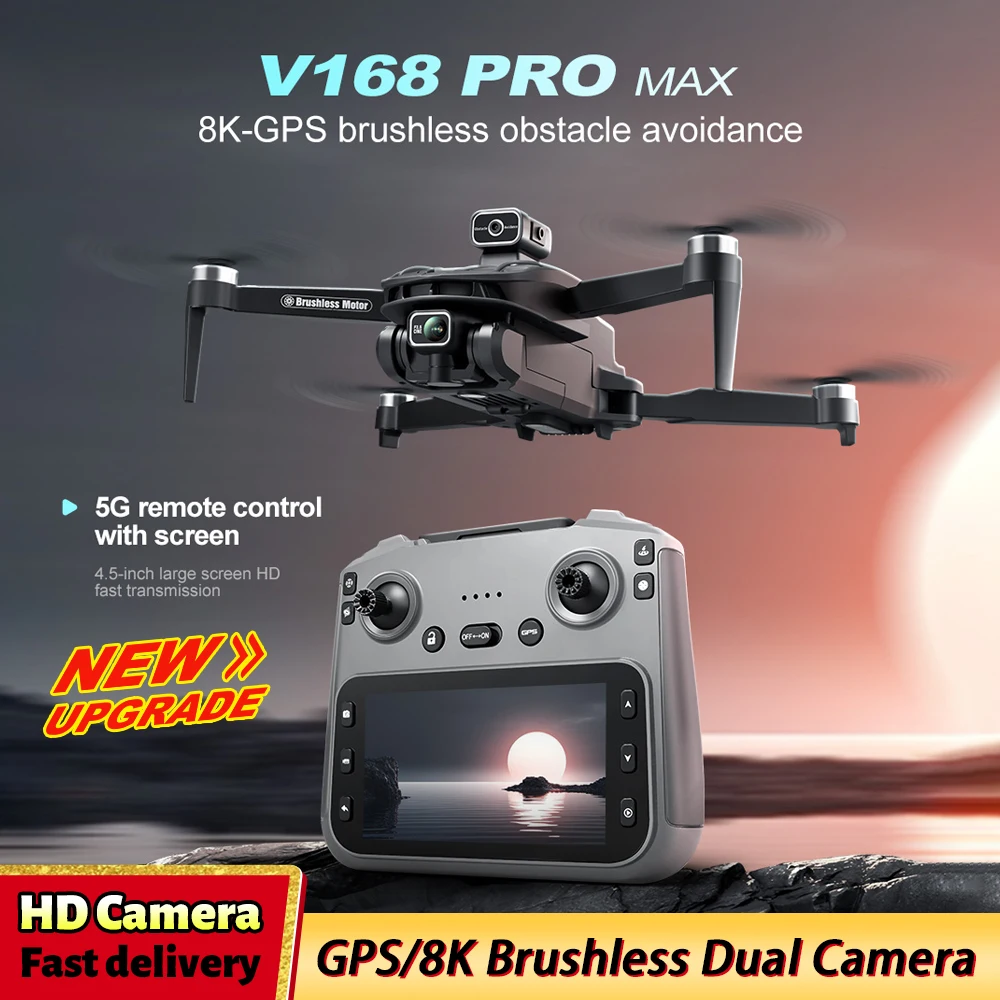 

NEW V168 Upgraded Screen Controll Drone 8K Camera 5G Image Transmission With Obstacle Avoidance Brushless Motor Quadcopter Toy