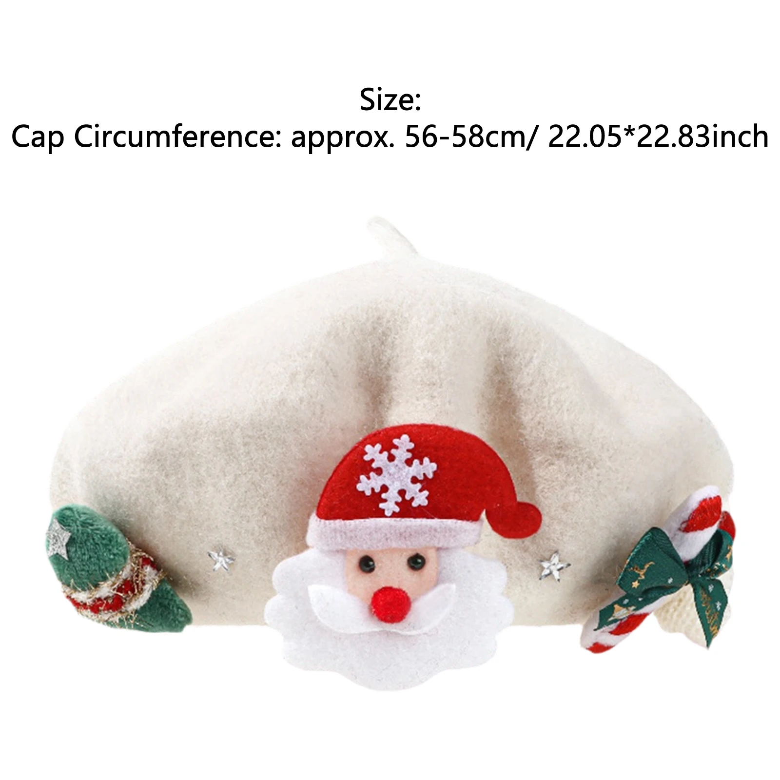 Gorro de boina de Navidad, gorro francés de lana cálida para invierno, gorro de Papá Noel para árbol de Navidad, accesorios de disfraz para fiesta de vacaciones
