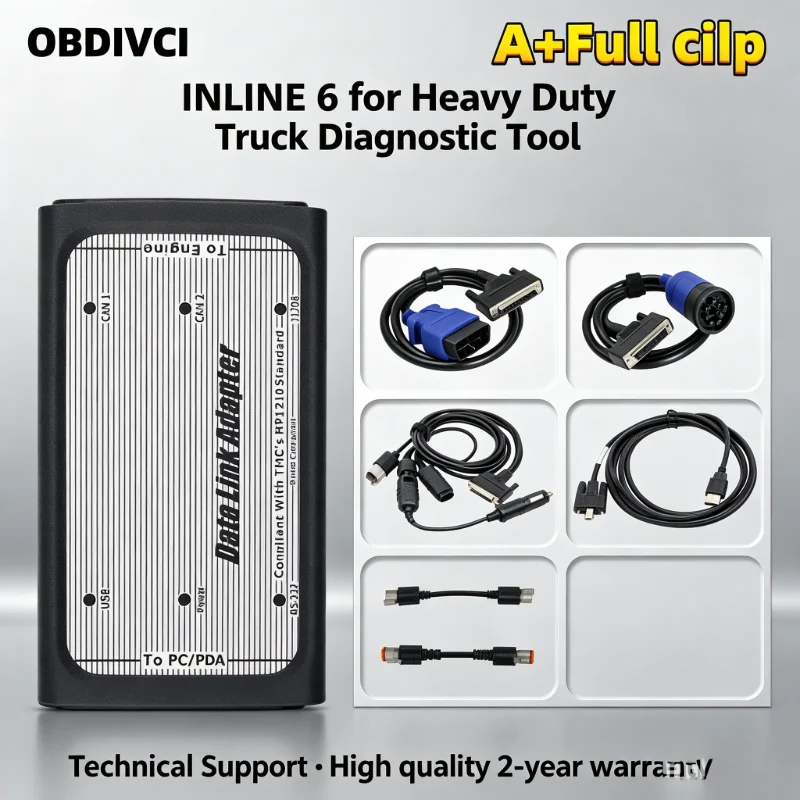

High Quality INLINE6 V7.62 Data Link Adapter Heavy Duty Diagnostic Tool Full 8 Cable Truck Scanner Inline 6