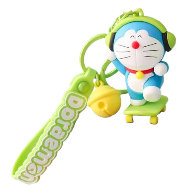 Doraemon Cool Skateboarding Cartoon Robot Cat Keychain PVC Statue Action Figurine Desk Collectible Anime Model Toys Figures Gift