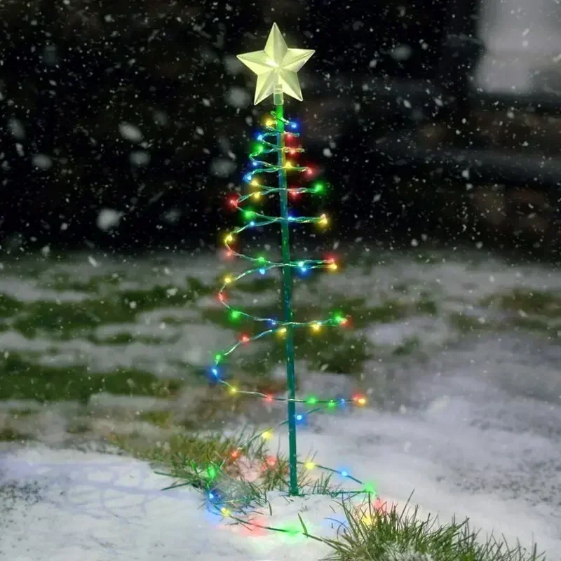 Imagem -04 - Solar Christmas Tree Light Suporte de Jardim ao ar Livre Led Ground Lamp String Saterproof Ip65 Star Lantern Luz Decorativa