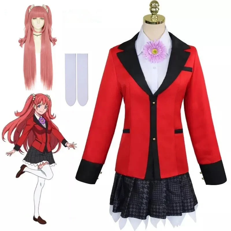 Anime Yumemite Jabami Yumeko Cosplay Kakegurui zwanghafte Spieler Yumemi Jabami Cosplay Kostüm mit Perücke Halloween Frau Party