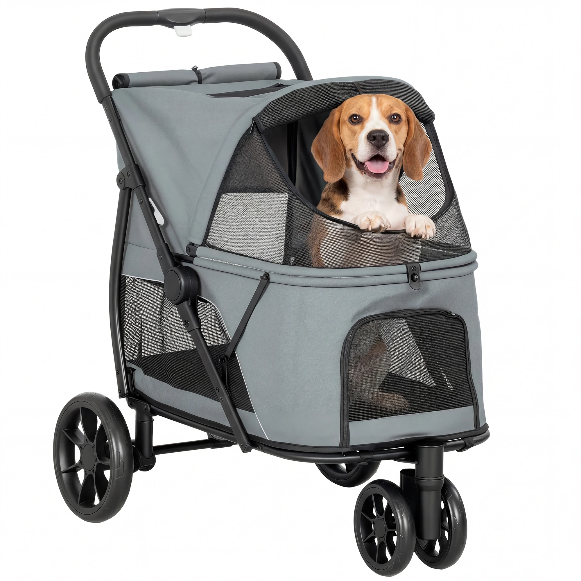 Carrito para perros PawHut plegable | 3 ruedas, carga 20 kg 🐶