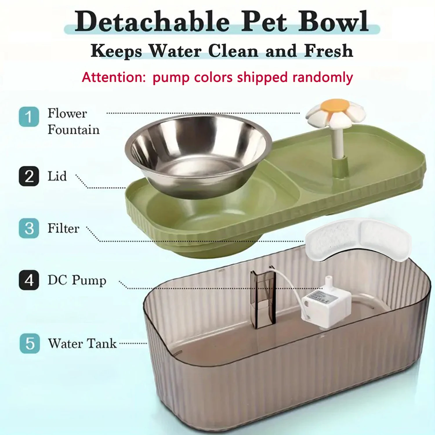 Electric Drinking Water Elevator With Stainless Steel Food Bowl,Super Quiet Automatic Feeding & Watering Supplies For Cats &