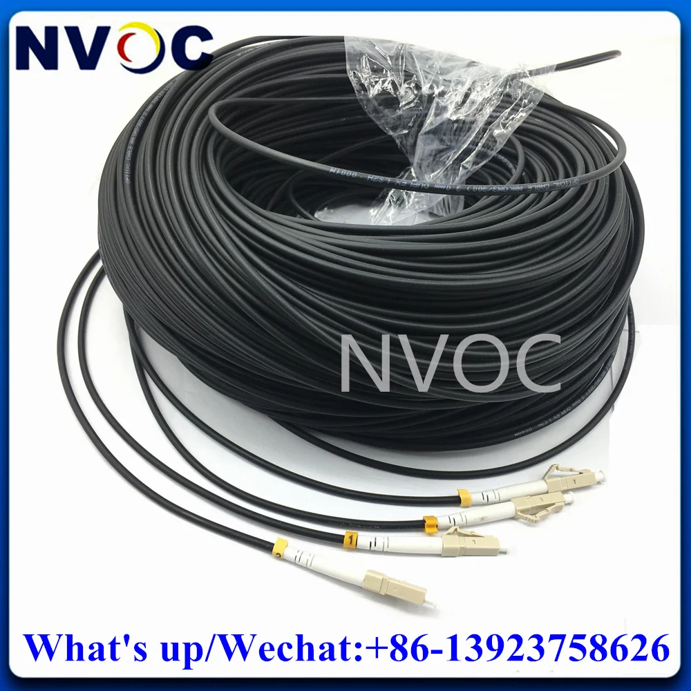 250M 2Core Multimode 50/125 OM3-300 2C MM SC/UPC-SC/FC/ST/LC 3.0mm TPU Outdoor Armored Fiber Optical Patch Cord Cable Connector