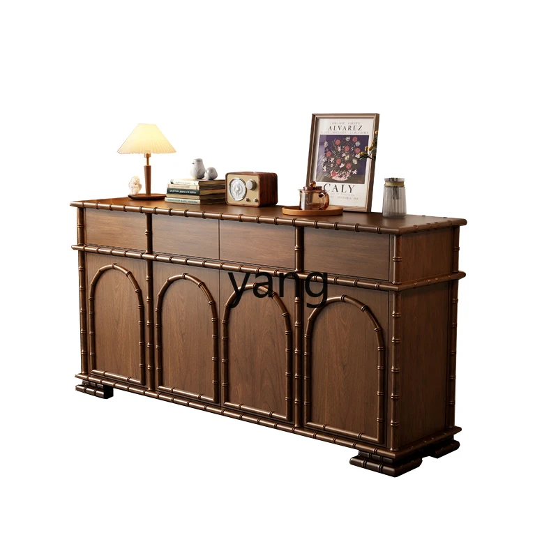 

Yjq Mid-Ancient Hallway Solid Wood Vintage Dining Side Chest of Drawers Living Room Wall Storage Curio Cabinet