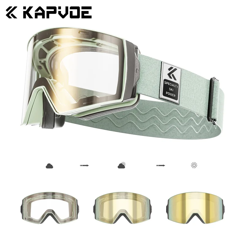

Winter Kapvoe Anti-Fog Mask for Men Photochromic Snow Goggles Ski Goggles Snowboard Women UV400 Protection Glasses Snowmobile