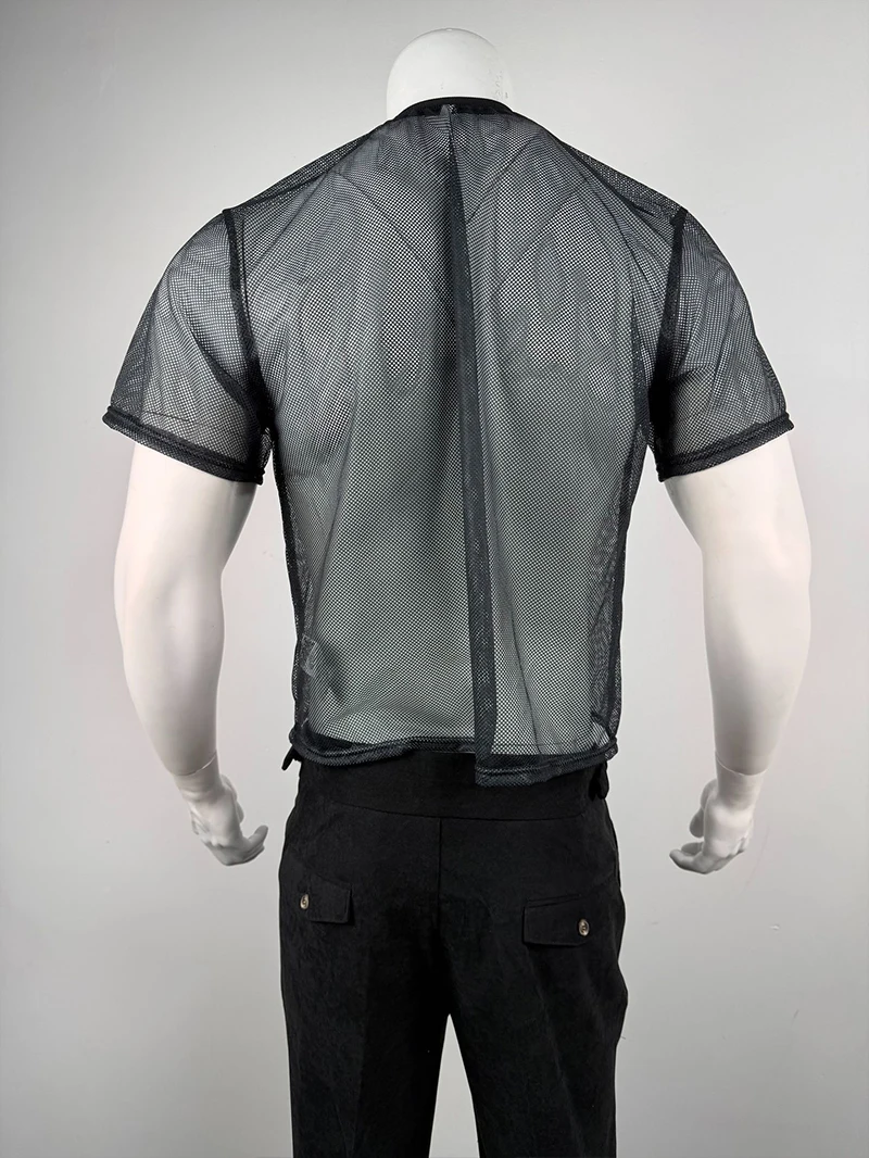 Herren 80 Nummer Bedrucktes Mesh T-Shirt Lässiges Kurzarm-Rundhals-Shirt Durchsichtiges Streetwear Übergroßes Fußball-Trikot-Stil Oberteil – Detail 14