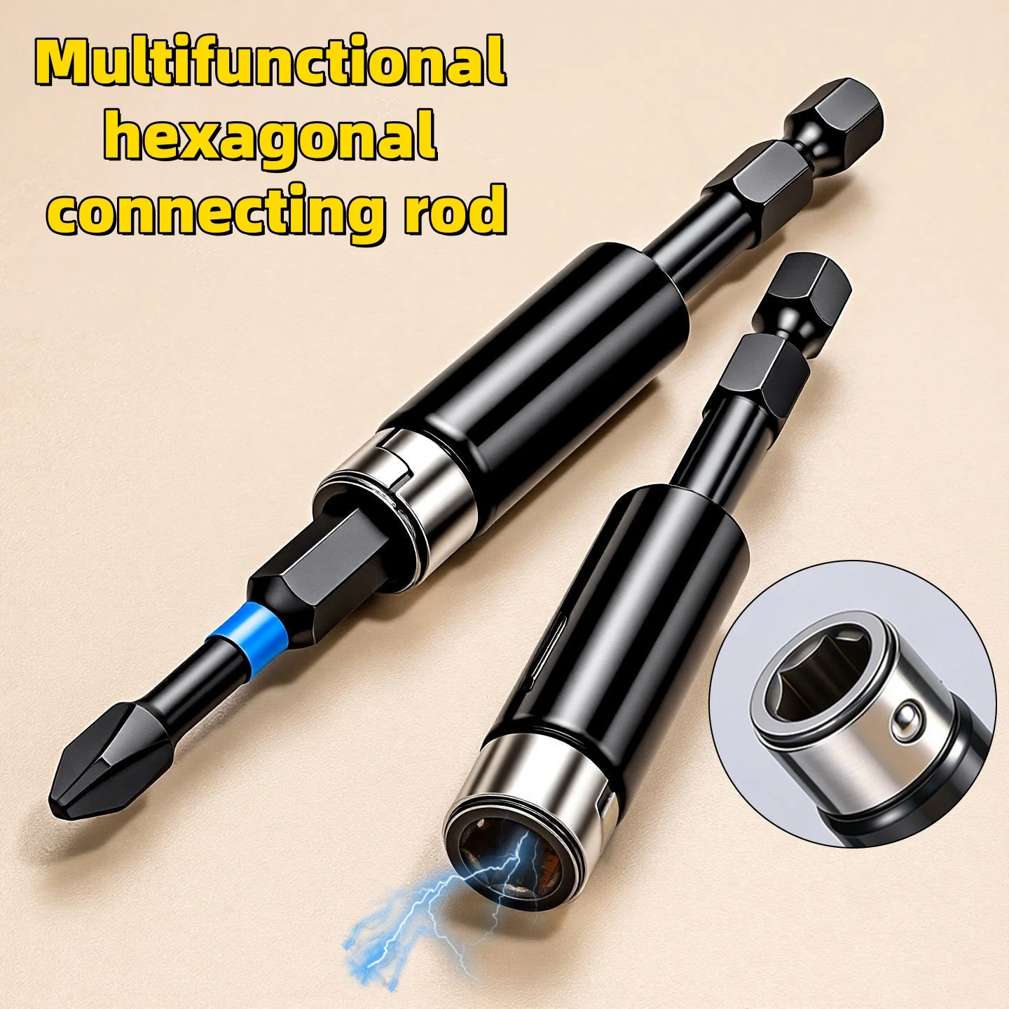 Multifunctional hexagonal handle drill bit steel ball adapter sleeve, internal hexagonal sleeve hand drill adapter rod