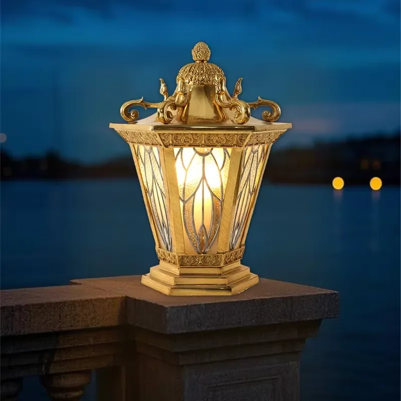 French Style Post Top Light Outdoor Waterproof Wall Fence Lighting Villa Decoration Lamp