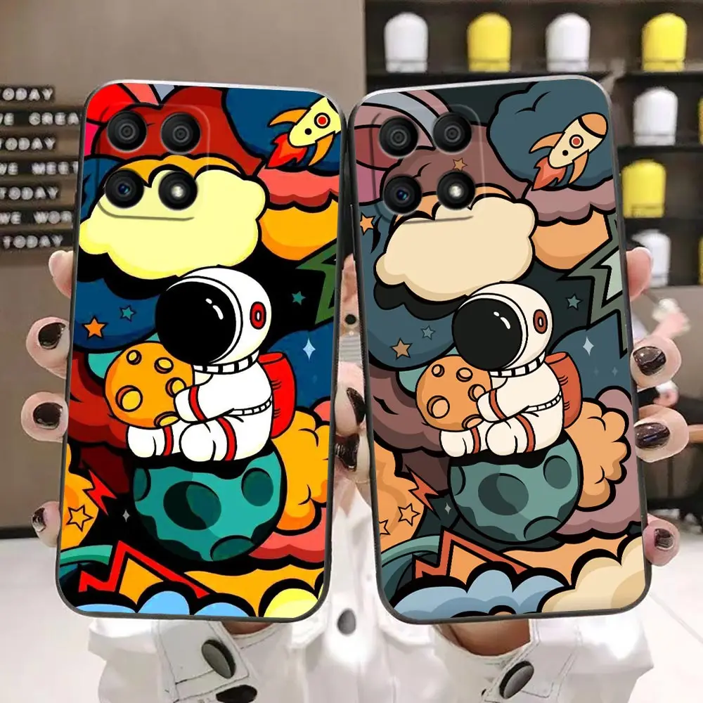 

Colored Drawing Space Astronaut Phone Funda Coque Case For Honor 9X 9 8 8X Max 80 70 60 50 30 20 NOTE 10 Case Capa Shell Cover