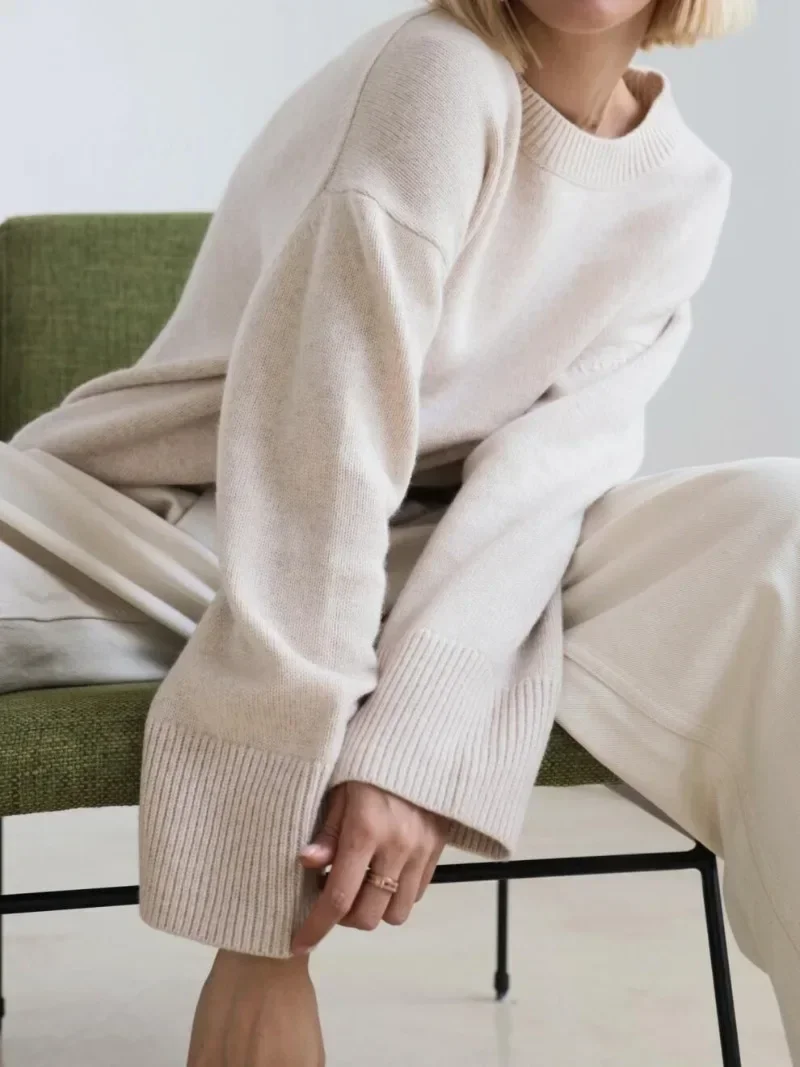 Autumn Oversized Sweaters For Women Trend Y2k White Loose Sweater Casual Winter Warm Thick Knit Sweater Korean Women Jumper