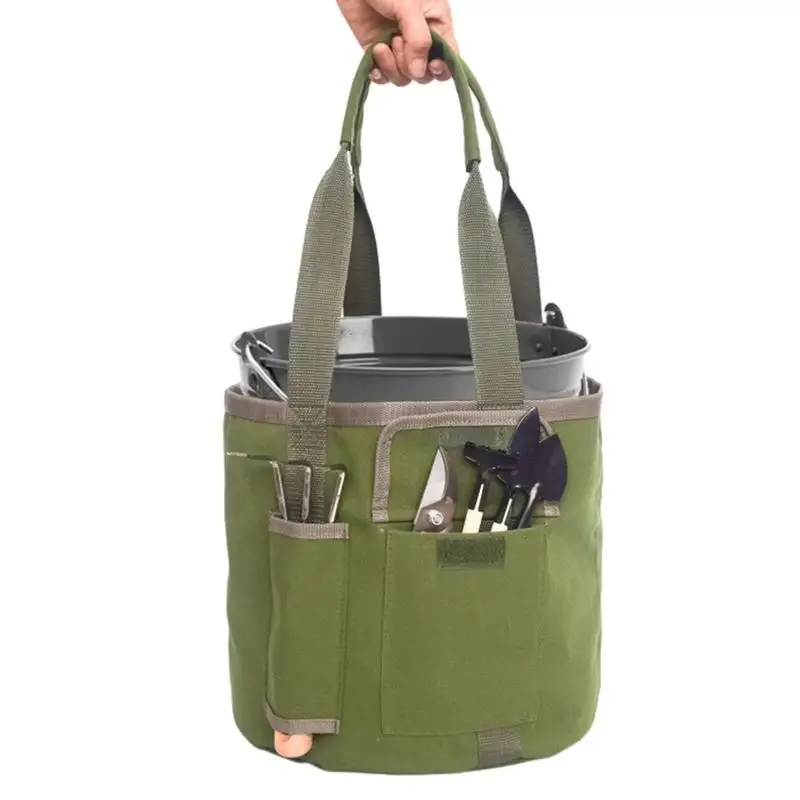 5 Gallon Bucket Tool Organizer With Pockets Portable Gardening Tool Bag Waterproof Multifunctional Canvas Gardening Organizer