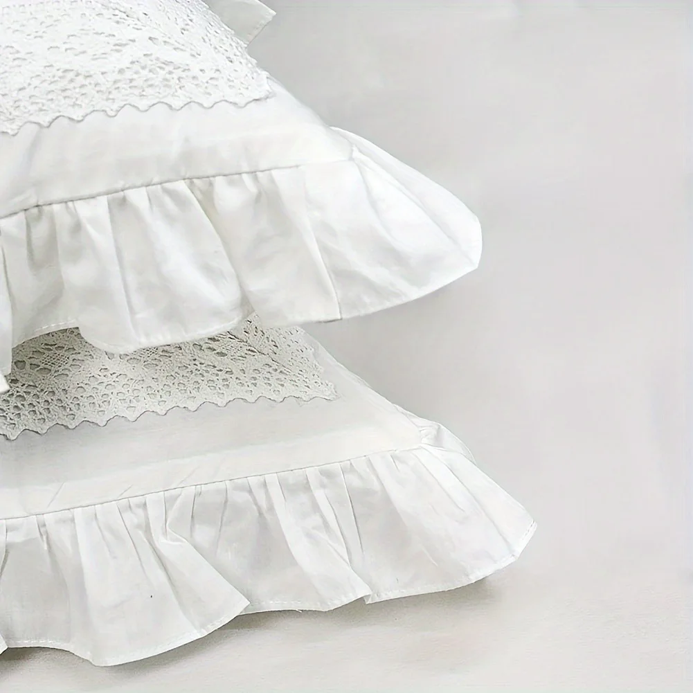 White Ruffle Lace Cushion Covers Home Decoration Throw Pillows Cover Bed Pillowcase Sofa Throw Embroidered Cushion Cover 50X50cm