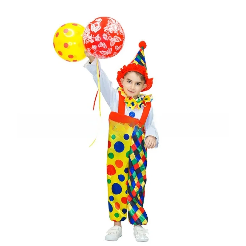 Adorable loween Children's Clown Performance Costume Role-plang Circus Clown Stage Performance Clothing Ethnic Stage Cos...