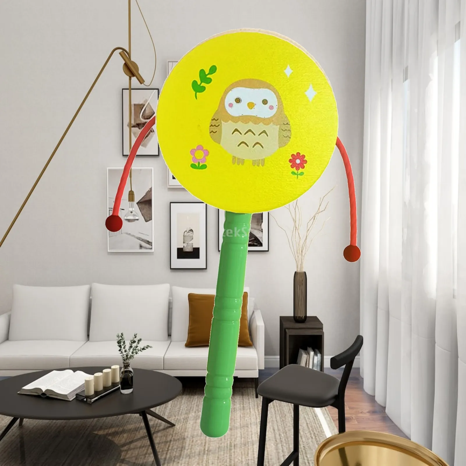 Rattle Drum Toy Hand Bell Drum Rhythm Percussion Instrument Infant Baby Shaker Toy Baby Musical Toy, for Boys Girls Toddlers