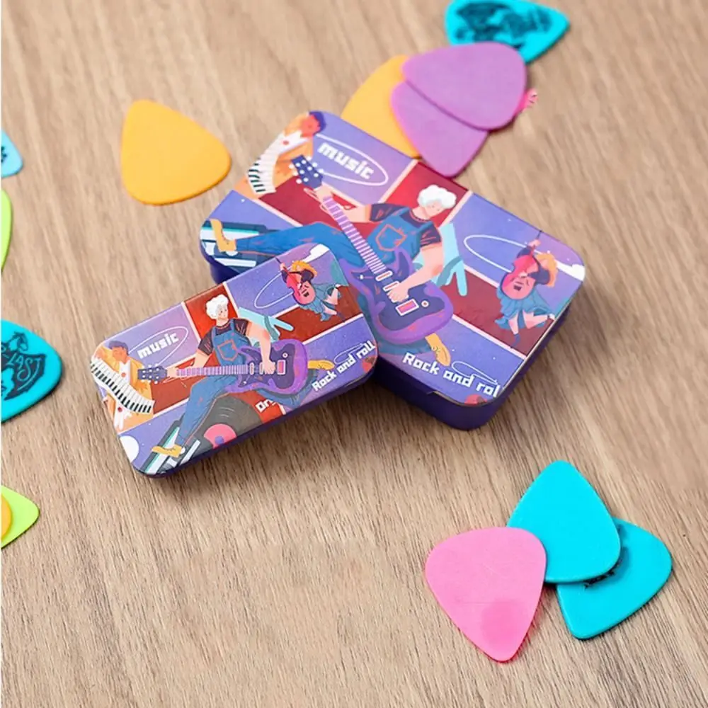 New Cartoon Prints Guitar Pick Case Iron Portable Pick Storage Box Mini Guitar Accessories Plectrum Case