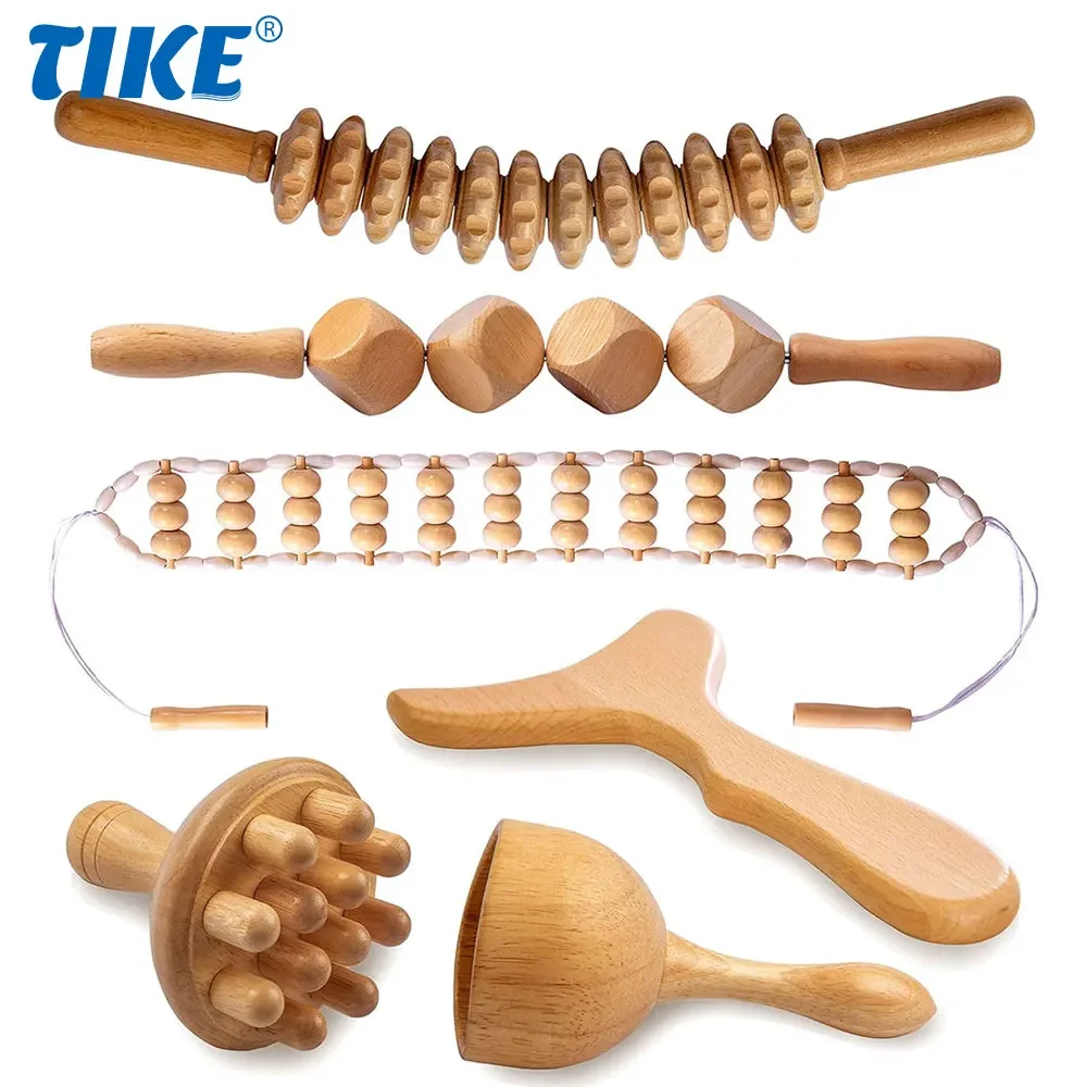 

Wood Therapy Massage Tools for Body Shaping Set, Anti Cellulite Lymphatic Drainage Massager Tool for Neck Back Waist Pain Relief