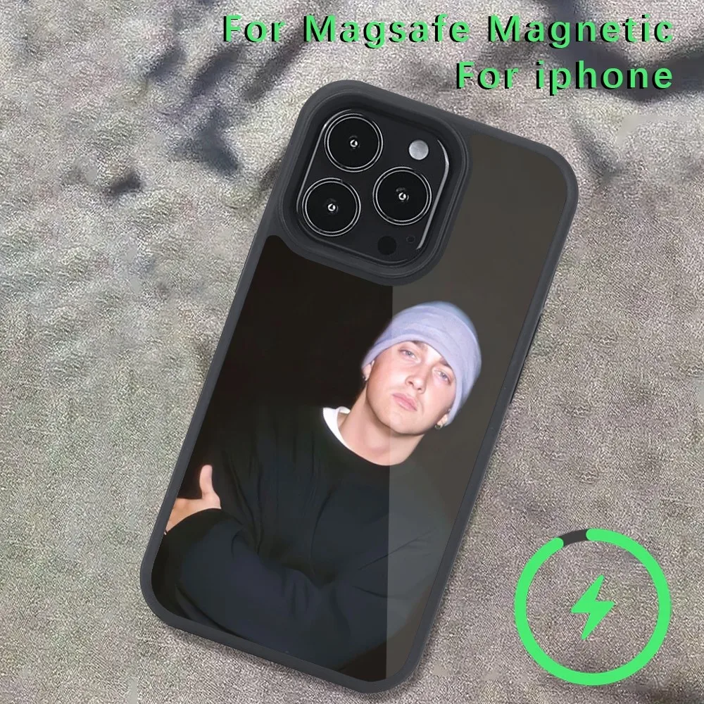 Eminem singer rap Phone Case  For iPhone 14 13 12 11 15 Pro Max Magsafe Wireless Charge Plus Mini Cover