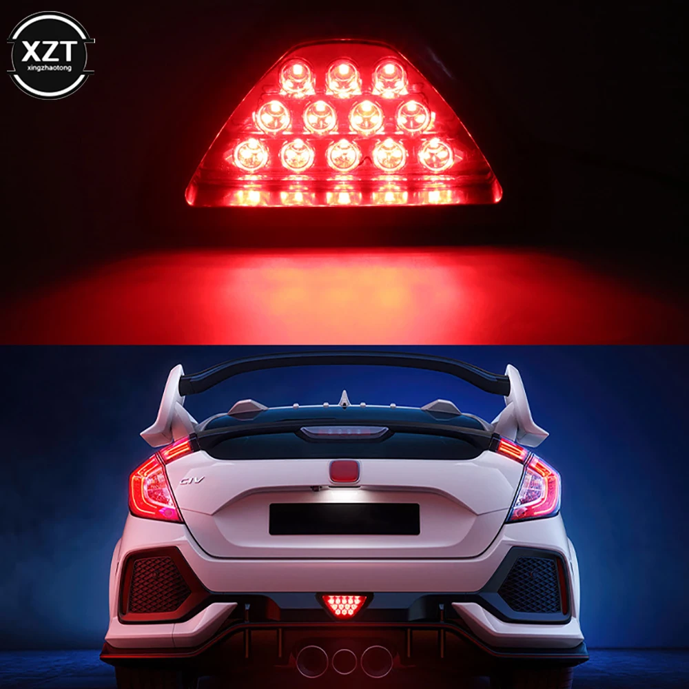 Universal Motorcycle Brake Signal Light Triangle Led Rear Fog Light F1 Racing Light Brake Strobe Warning Light Rear Tail Light