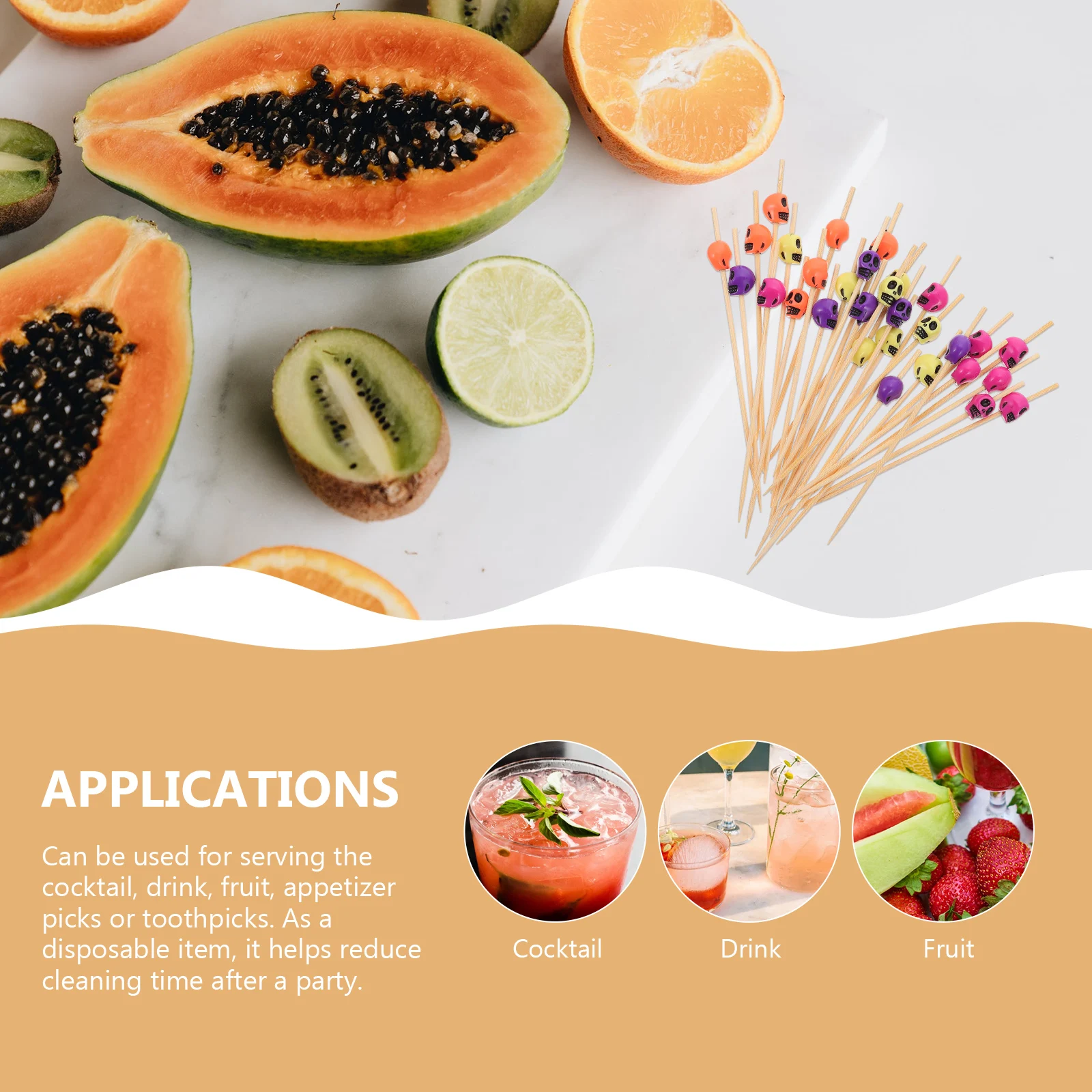 

200 Pcs Theme Party Food Picks Fruit Toothpick Practical Bamboo Plastic Paddle Disposable Hygienic Decorative