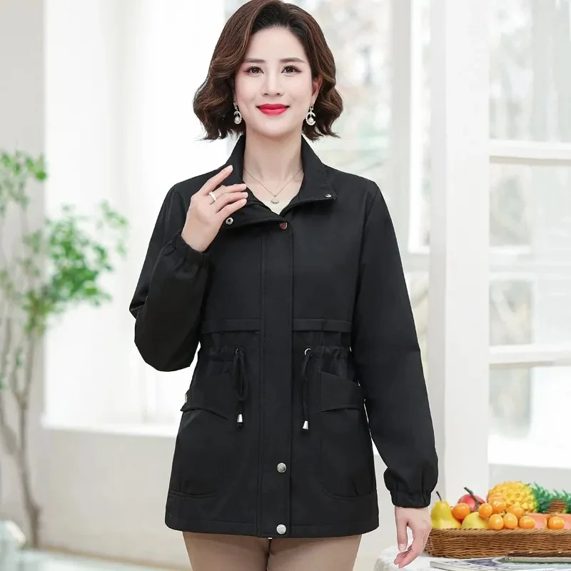 Lace-up Lapel Mid Length Trench Coats Korea Vintage Abrigos Casual Gabardina Jackets Women Outerwears Fashion Windbreaker Casaco