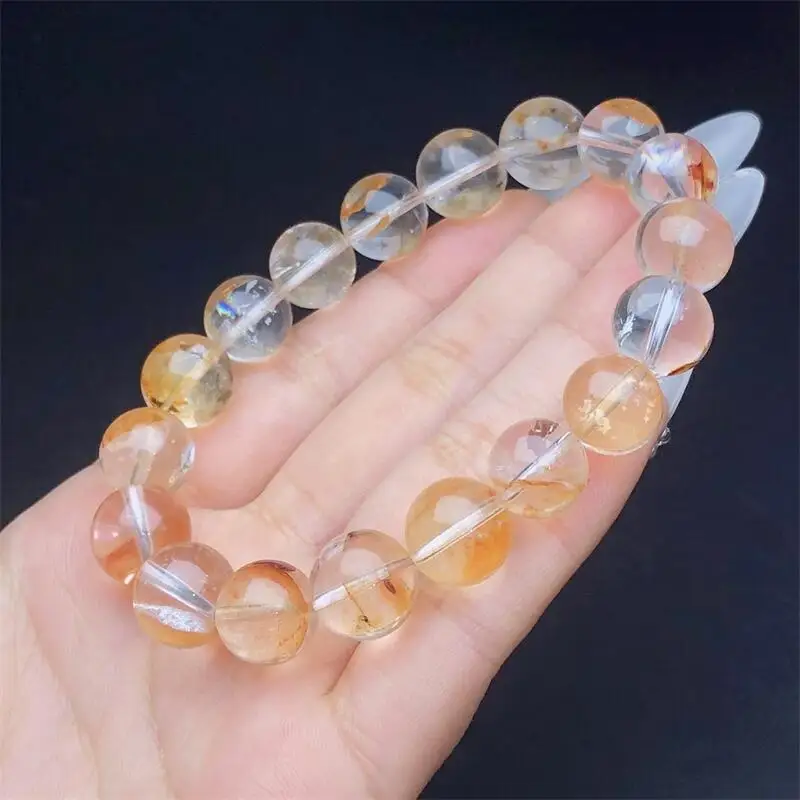 

Natural Clear Fire Quartz Hematoid Bracelet Sweater Healing Fengshui Stone Chain Jewelry Accessories 1PCS 10-12MM