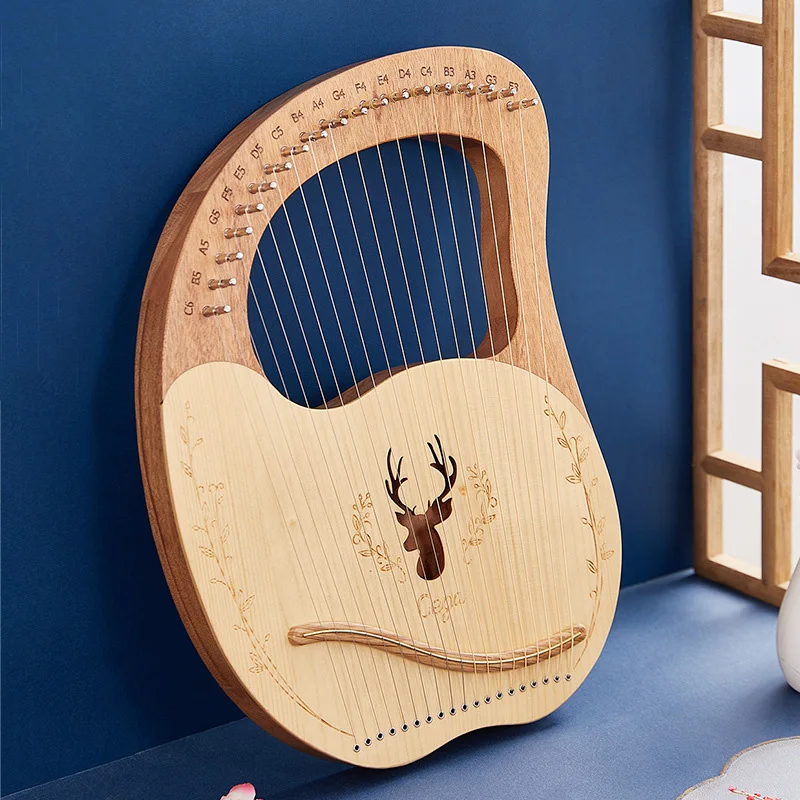 

19 21 Strings Lyre Harp Mahogany Wood Harp Piano 19 21 Strings Stringed Musical Instrument With Tuning Wrench Spare Strings