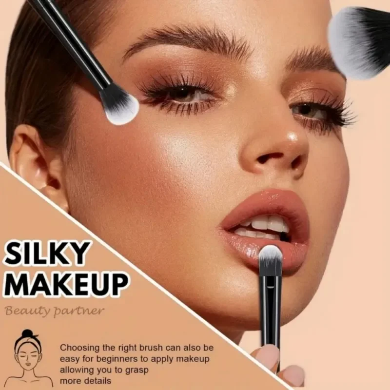 9-delige multifunctionele zwarte make-upborstelset met 1pc Beauty Egg, zachte haren voor alle huidtypes, alcoholvrije cosmetische penselen