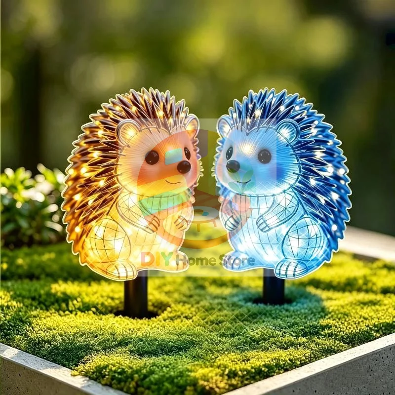 Solar Powered Hedgehog Stake Lights 2D Waterproof Bright LED Garden Decor for Pathway Yard Landscape Patio