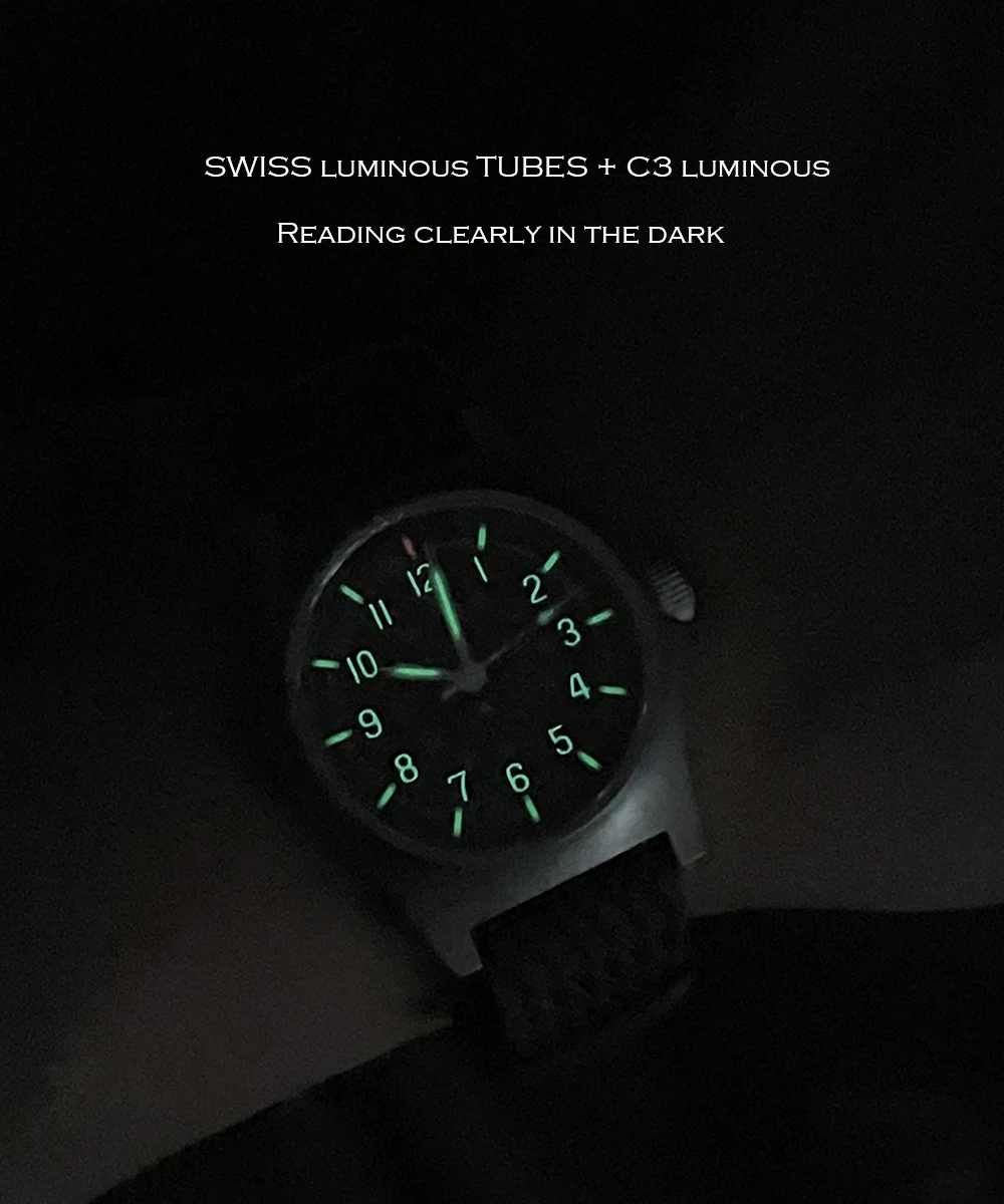 Imagem -04 - Merkur Relógio Vintage Britânico Militar Campo Relógio Masculino Mão Mecânica Vento Relógios Luminoso Mancha Aço Safira Reloj Hombre